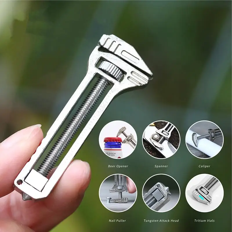 Pocket Wrench Multitool Adjustable Small Multitool Stainless Steel Wrench Ergonomic Screwdriver Portable Bottle Opener