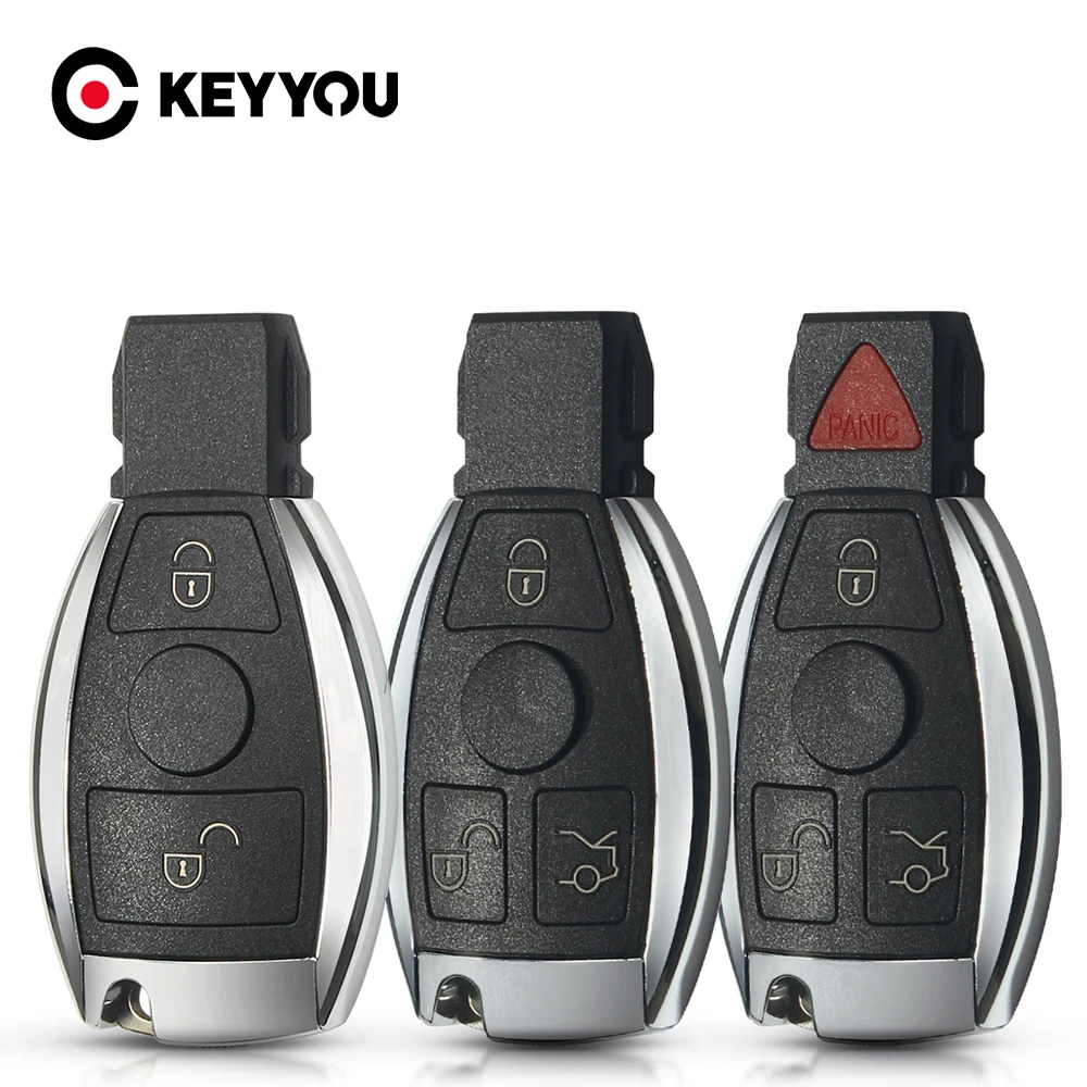 KEYYOU 10pcs 2/3/4 Buttons Keyless Entry Remote Car Key For Mercedes Benz Year 2000+ Supports Original NEC and BGA Smart Key