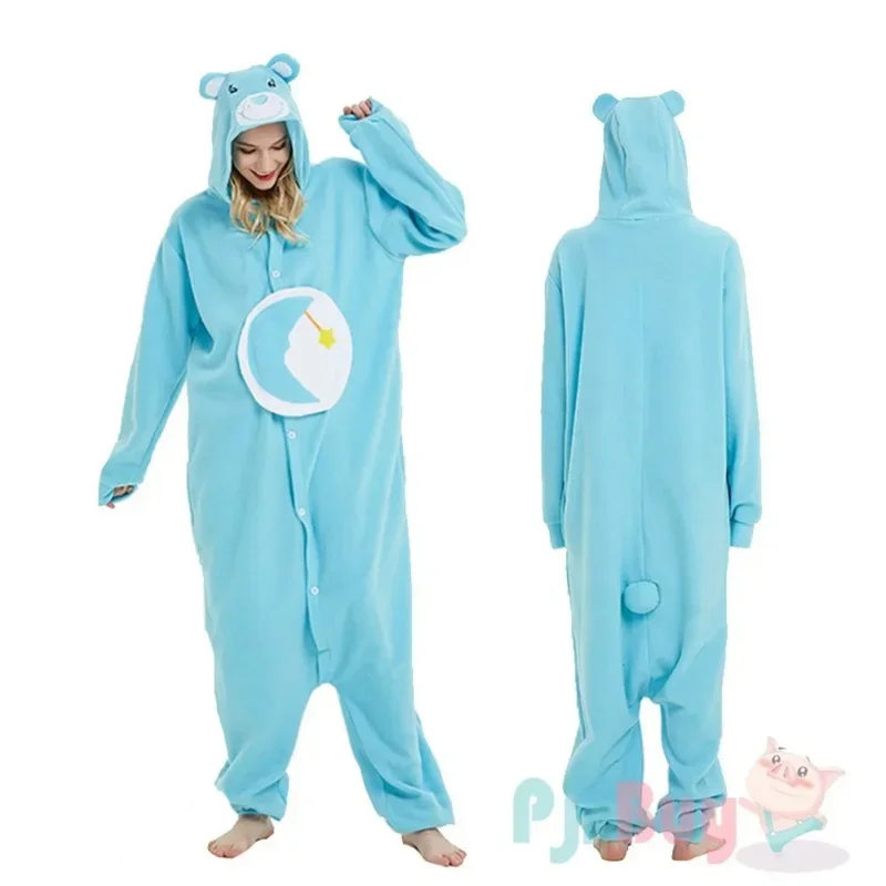 Animal onesie cartoon bear kigurumis adult women men pajama sleep overall polar fleece cosplay jumpsuit Halloween costumes