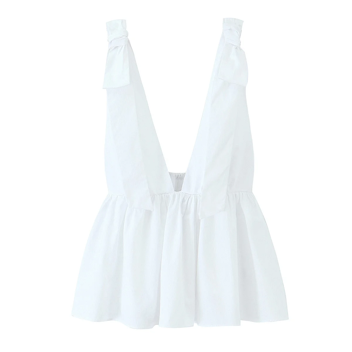 

UNIZERA Women's Top with Strap and Bow Decoration Solid Color Bareback Slimming Style Spring New Top