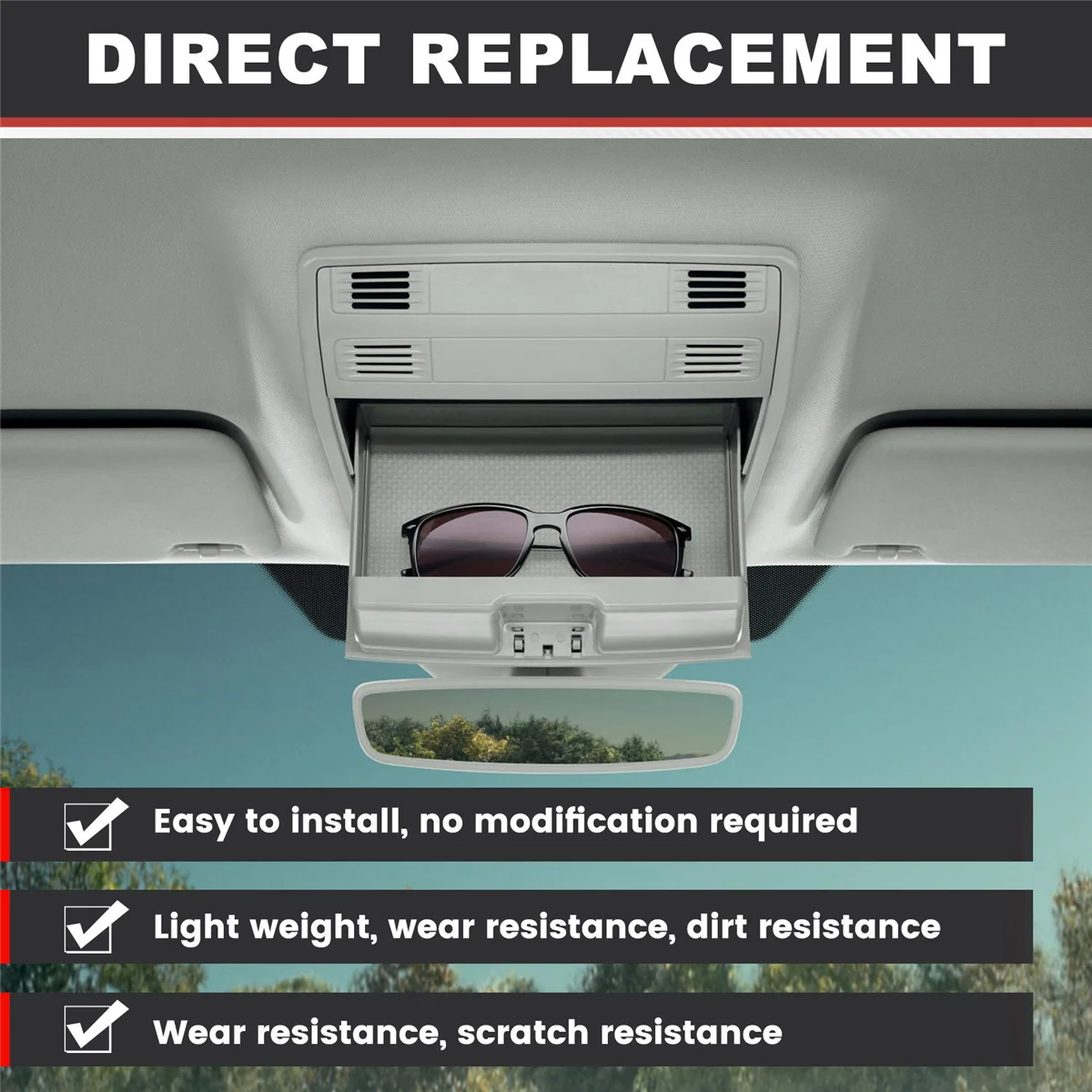 #843E 5GG 868 837 Black Roof Storage Sunglasses Box Sun Glass Case Spectacles Holder for VW CC Golf E-Golf 5GG868837 (Black)