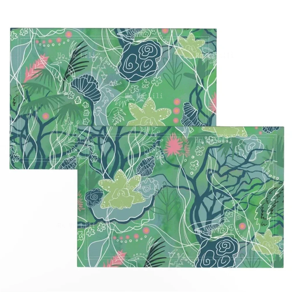 Island Botanical Hidden Hawaiian Animals Tropical Jungle Floral Delightful Herb Garden Australian Eucalyptus Placemats