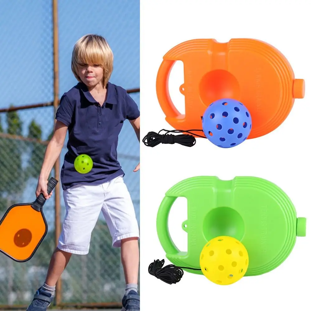 Green Orange Pickleball Trainer 40 Holes High Elasticity Pickleball Solo Trainer Stabilizer Base Practice Tool Rebound Ball