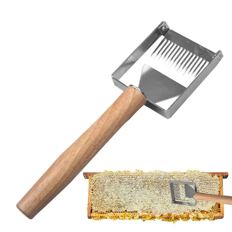 Honey Fork Stainless Steel 1pc Uncapper Beekeeping Tine Hive Scraper Tool With Wooden Handle For Beekeeping Production