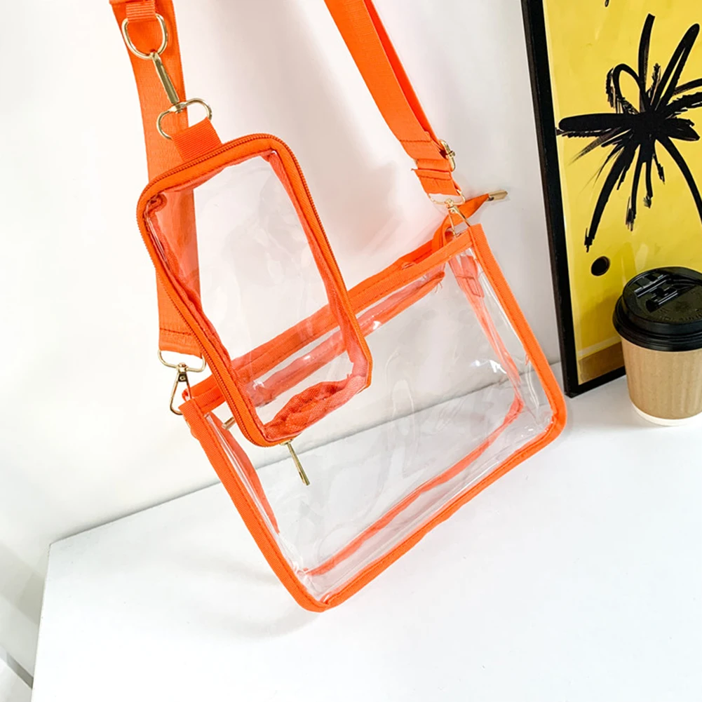 

Women Shoulder Bag Casual Clear Crossbody Bag Zip Closure Travel Bag Adjustable Shoulder Straps Money Bags Girls Bag