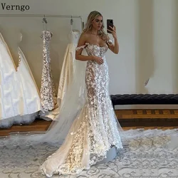 Verngo Applique Sweetheart Spaghetti Straps Wedding Dress Elegant Mermaid Long Bridal Gown Luxury Wedding Party Dress Customized