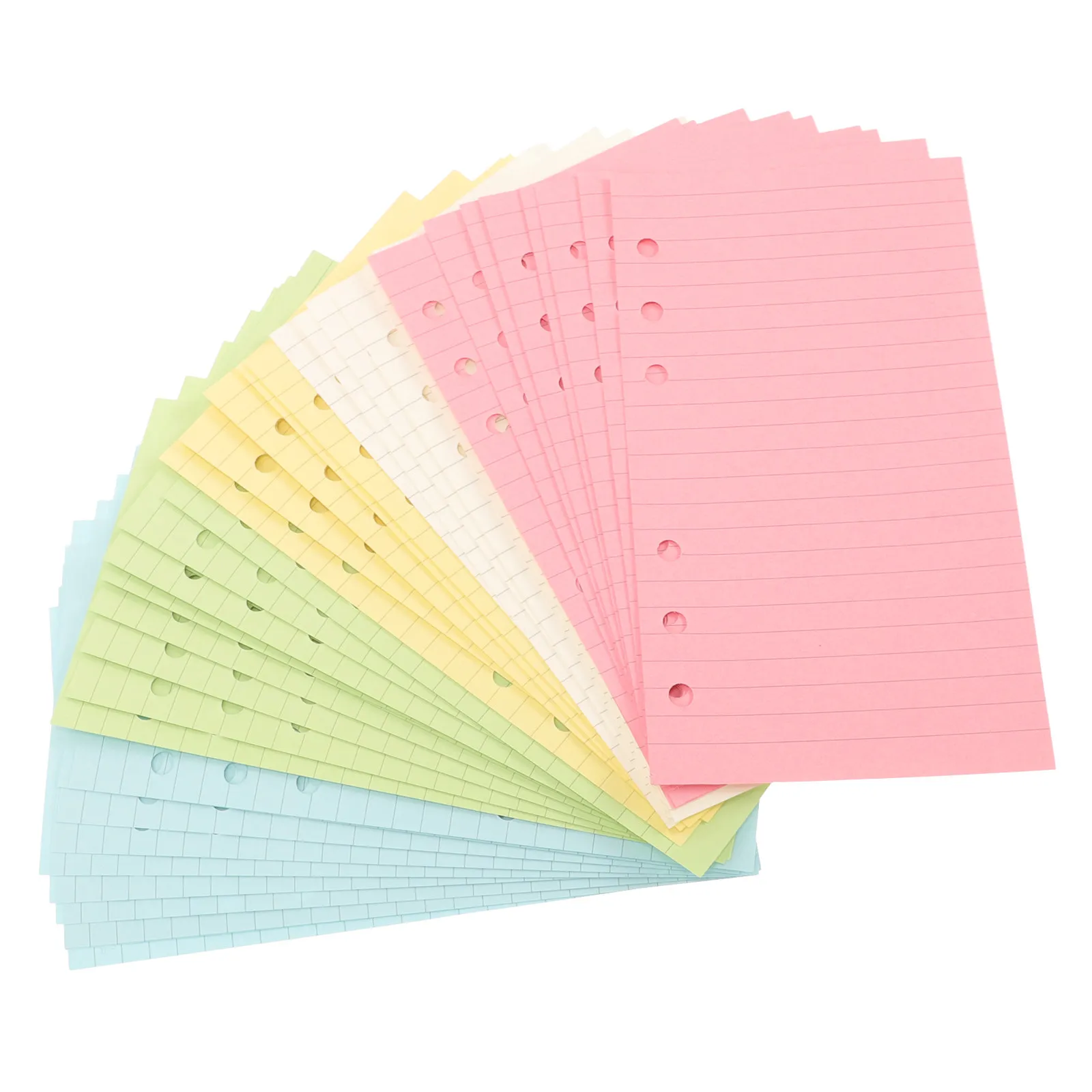

50 Sheets A6 Colorful 6-Hole Ruled Loose Leaf Paper for Notebook Refill Premium Smooth Writing Planner Insert Fillers
