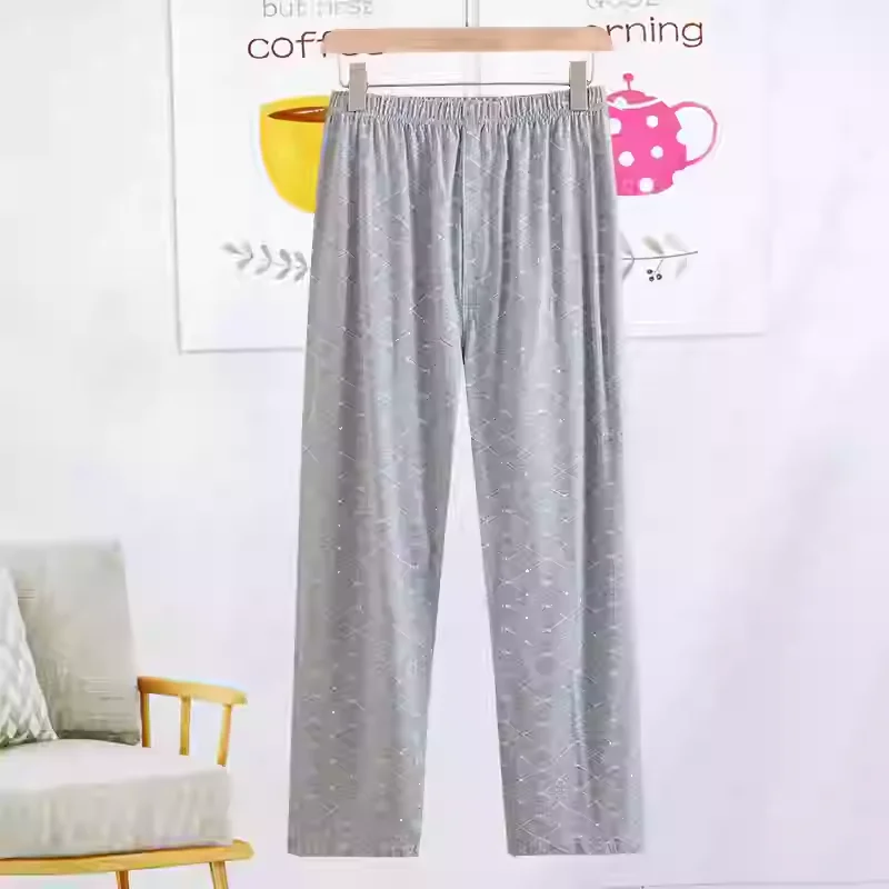Men's Pajamas Pants Thin Sleepwear Cotton Men Trousers Plaid Plus Size Sleep Bottoms Air-conditioned Pants Loose