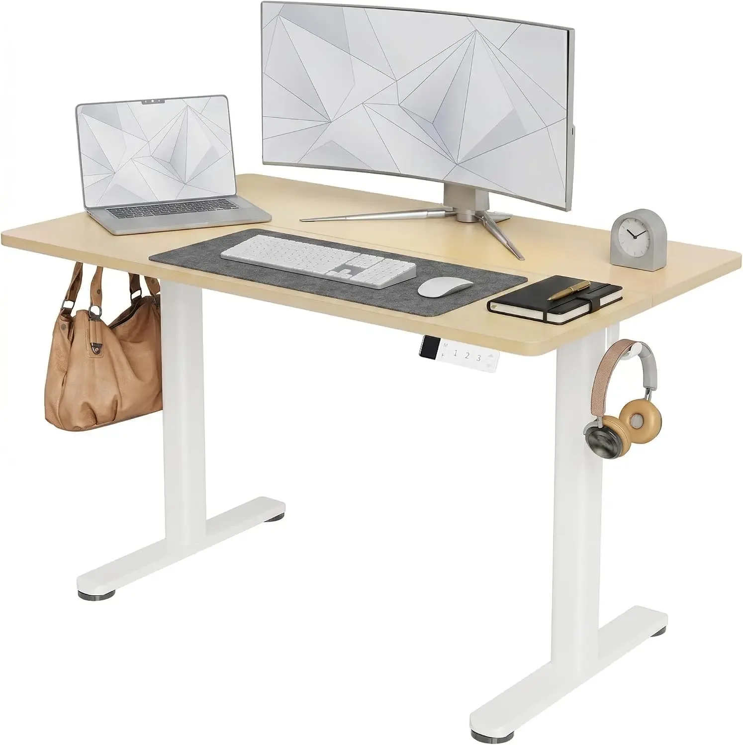 Electric Standing Desk 48 x 24 Inches, Motorized Sit Stand Desk with 3 Memory Presets & Cable Management, Spacious Ergonomic