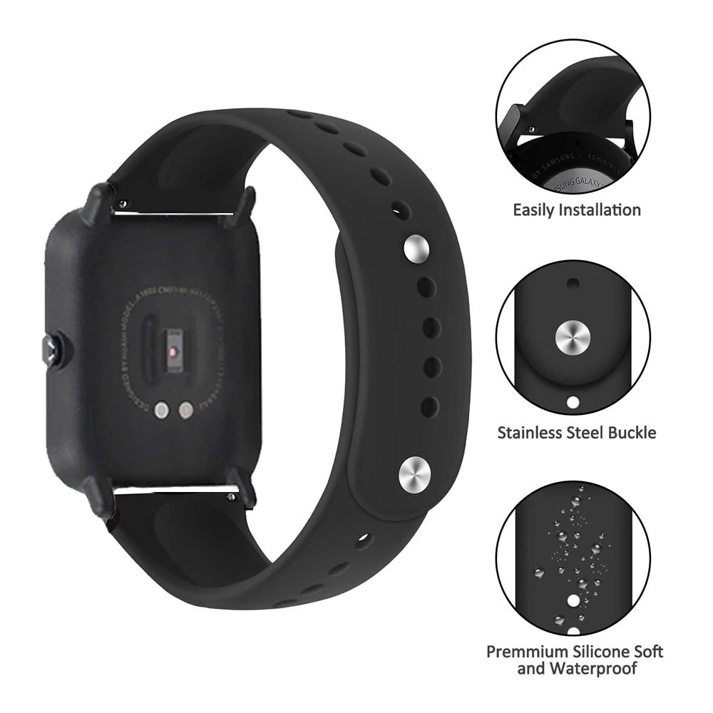 Amazfit GTS 4, 3, 2, 2e, GTS2 미니, GTR 42mm, 47mm, GTR 4/3 프로, 2, 2e 스포츠 시계 팔찌, Amazfit bip용 실리콘 밴드, 20mm, 22mm 스트랩