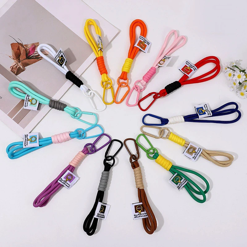 Kreative Schillernde Geflecht Seil Schlüsselbund Karabiner Schlüssel Ring Für Tasche Anhänger Zubehör Hängen Schnur DIY Schmuck Machen – Detail 6