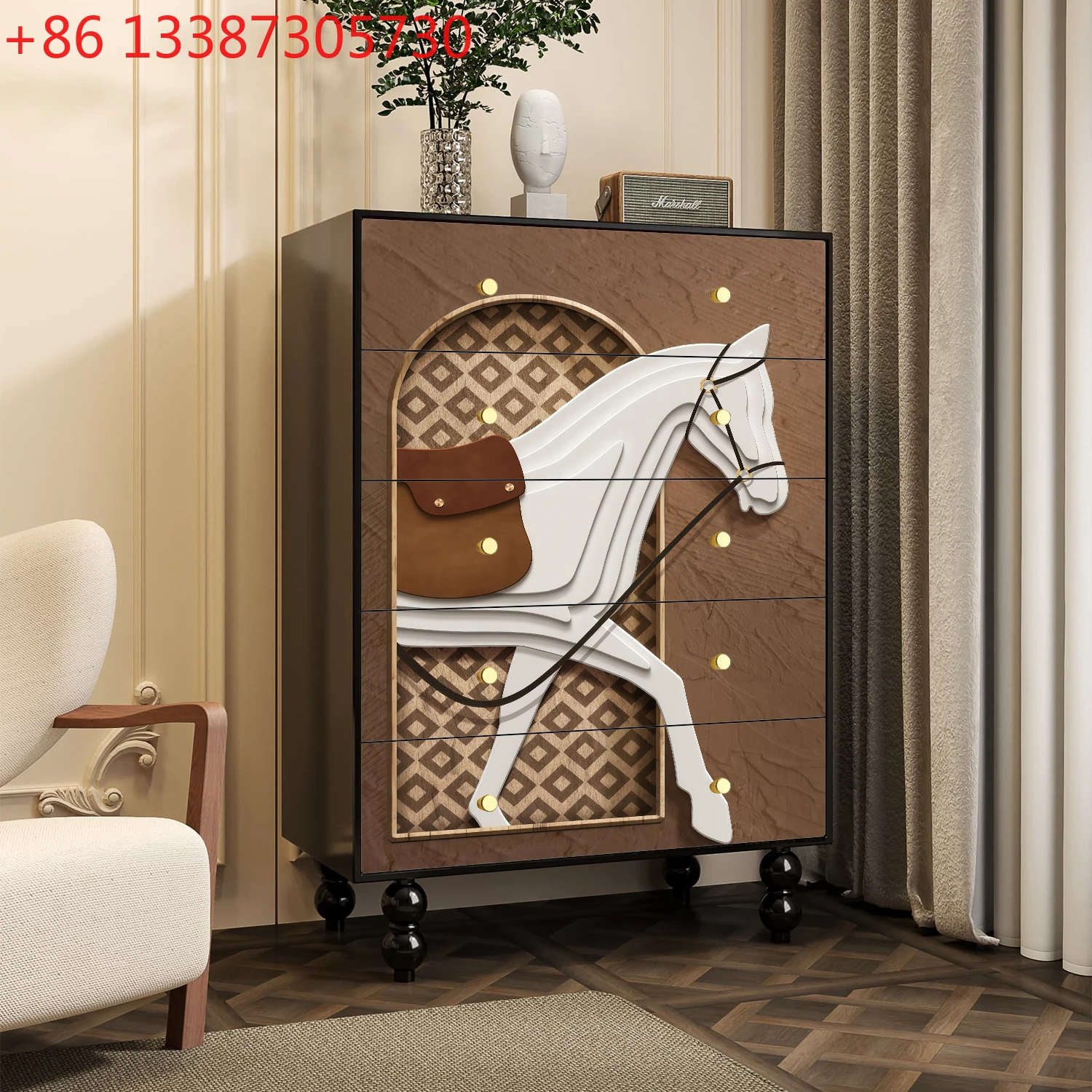 

Легкий роскошный итальянский сундук из цельного дерева, настенный диван в стиле ретро для гостиной, боковой шкаф