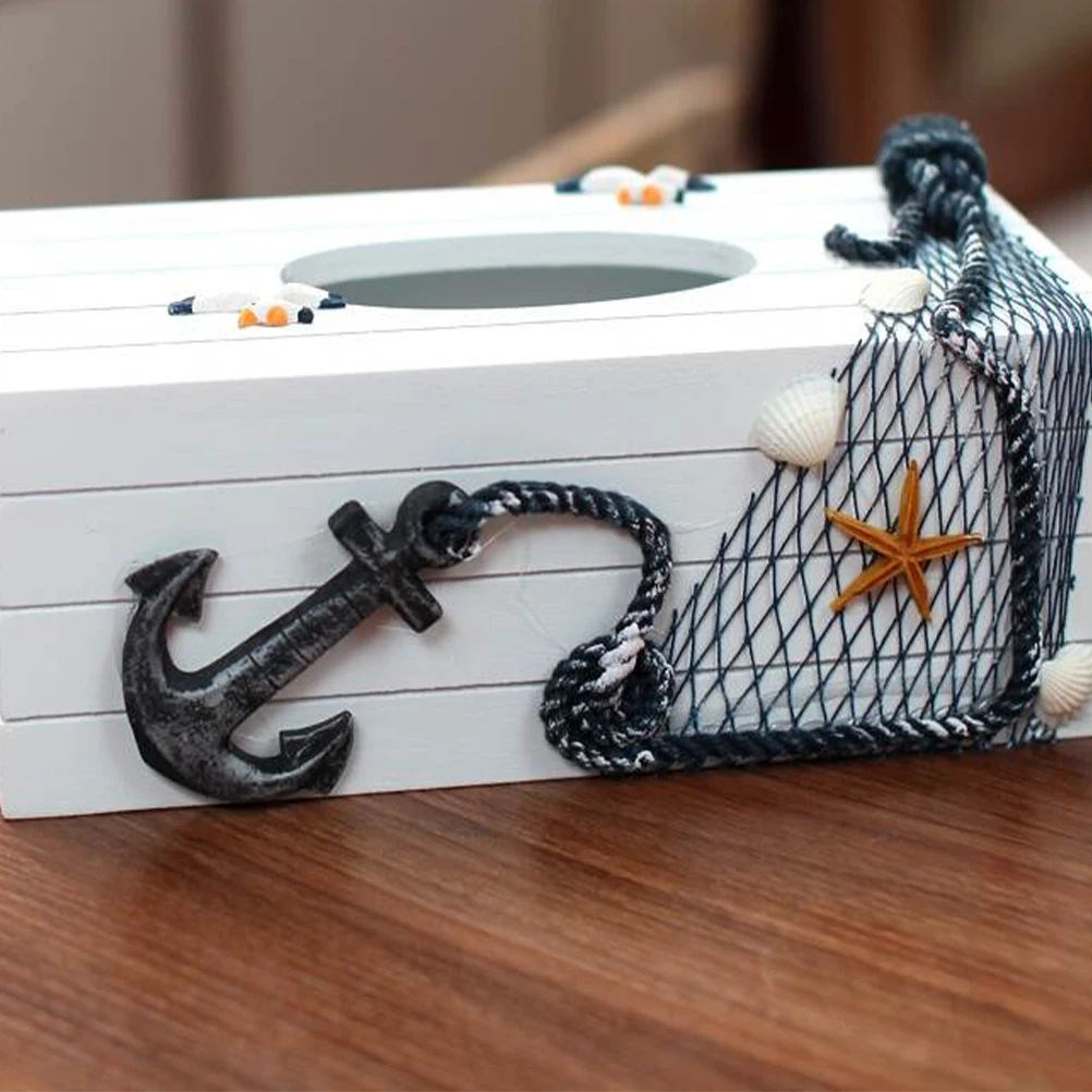 

Dining Table Decor Wooden Tissue Box Napkin Holder Toilet Paper Container Seaside Baby Retro