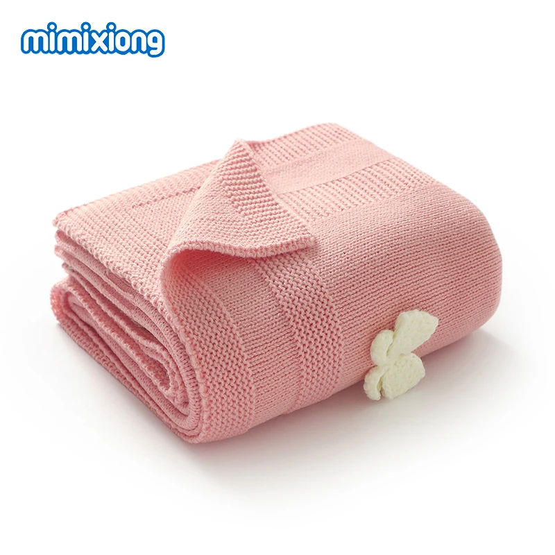 

90*70cm Baby Knitted Blankets Fashion Bowknot Pattern Newborn Boys Girls Stroller Crib Nap Bedding Cradle Quilts Ultra-Soft Mats