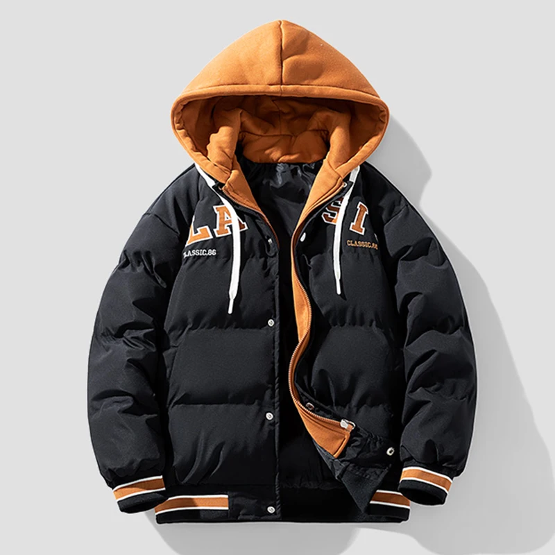 Parkas à capuche décontractés pour hommes, vestes rembourrées en coton, vêtements d\'extérieur chauds, coupe-vent pour jeunes, vêtements de