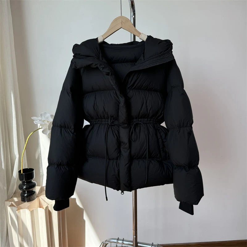 Inverno cordão rendas neve jaqueta quente das mulheres com capuz puffer jaqueta feminina parkas de alta qualidade algodão acolchoado casaco