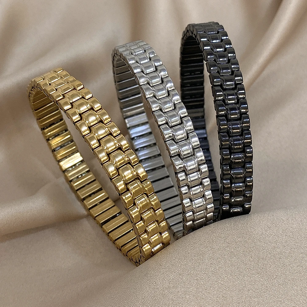 

DODOHAO Crawler-type Elastic Bangles Gold/Silver/Black Color Stretch Bracelets Classic Wraps Bracelets Unisex Fashion Jewelry