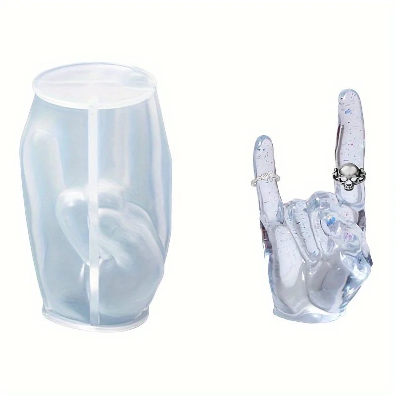 1pc Large Rock Gesture Silicone Mold Hand Finger Gesture Silicone Mold for Resin Ring Holder Candle Making view 2