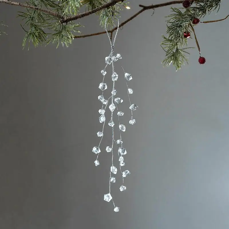 Christmas Water Drop Pendant Clear Acrylic Christmas Pendants 2Pieces Tree Pendants Water Drop Home Decoration Icicle Crystal