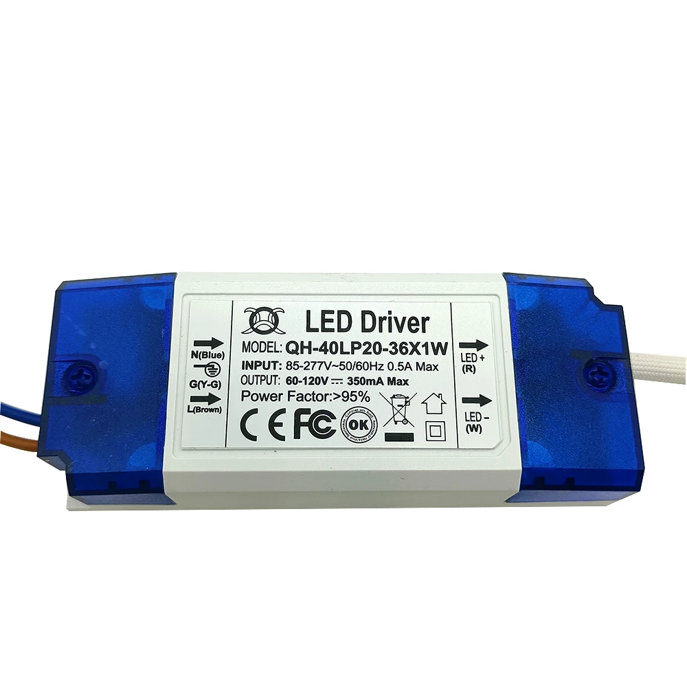 1pcs AC 85-277V 20W 30W 36W LED Driver 20-36x1W 350mA DC60-120V High Power LED Powr Supply for Floodlight