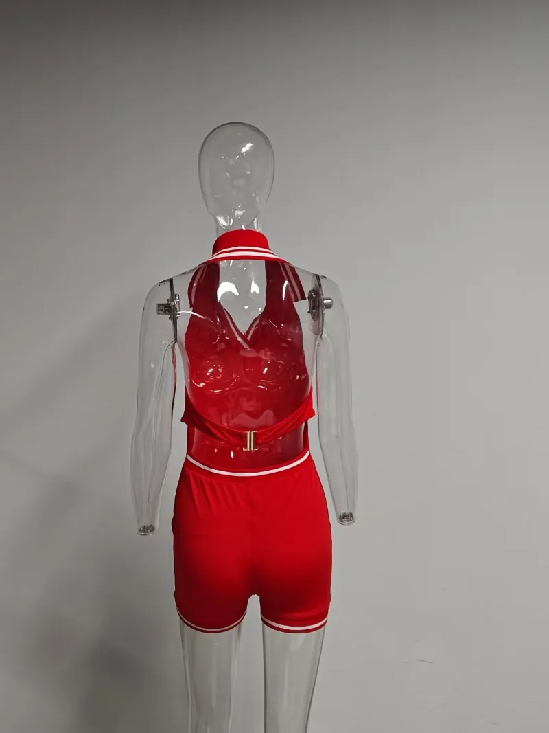 Frauen Sexy Halter-Backless Playsuits Patchwork Polo-neck Ärmellose Dünne Beiläufige Strampler Party Clubwear Einteilige Overalls