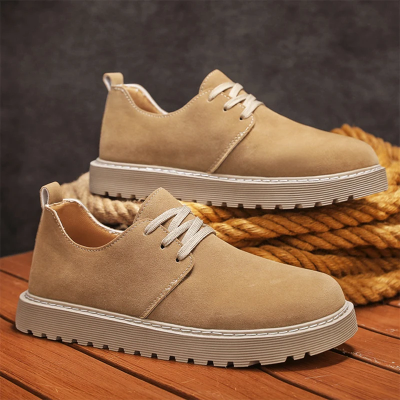 

New Arrival! 2025 Popular Men's Beige Suede Loafers Comfortable Thick Soled Non Slip Casual Shoes Outdoor Walking Fashion Shoes