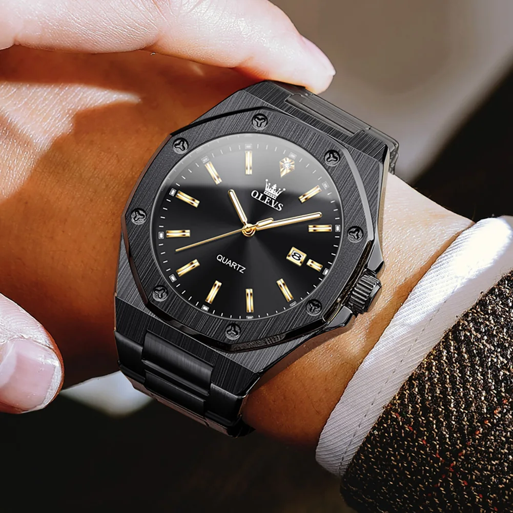 OLEVS 3613 Original Top Brand Luxury Quartz Watch for Men Stainless Steel Waterproof Men's Watch Business Classic Wristwatch image 2