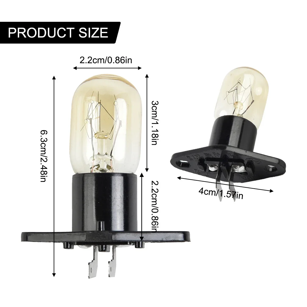 Light Microwave Ovens Bulb 1 Pcs 250V 2A 20W Accessories Black & Clear Glass& Metal Household Kitchen Supplies