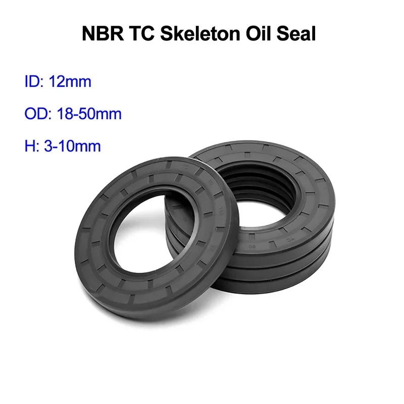 Black NBR TC/FB/TG4 Skeleton Oil Seal ID 12mm OD 18-50mm Thickness 3-10mm Nitrile Butadiene Rubber Gasket Sealing Rings