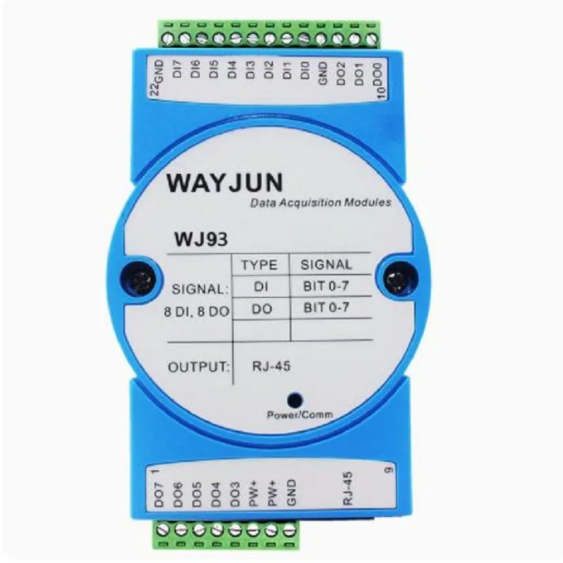 

RJ45 flow pulse 8-way DI high-speed counter frequency to web page PWM output ModbusTCP module WJ93