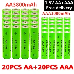 Genuine AAA + AA Rechargeable AA 1.5V 3800mAh - 1.5V AAA 3000mAh Alkaline Battery Flashlight Toy Watch MP3 Player, Free Delivery