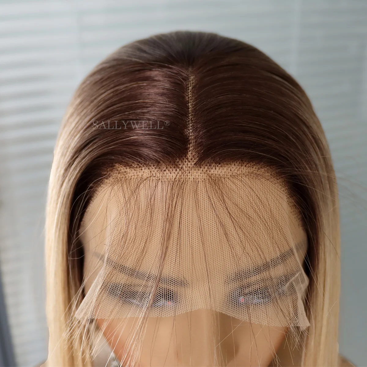 Ombre Blonde Lace Front Wig Long Straight Wig Brown to Dirty Blonde 3T Color Synthetic Heat Resistant Wig Pre Pucked