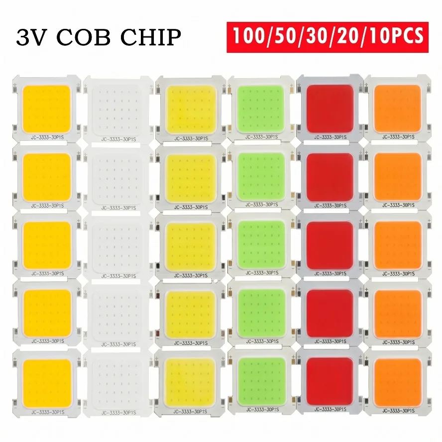Tube lumineux LED COB 3V à puce intégrée, 6 couleurs, 100~10 pièces, haute luminosité, accessoires pour ampoule de camping portable