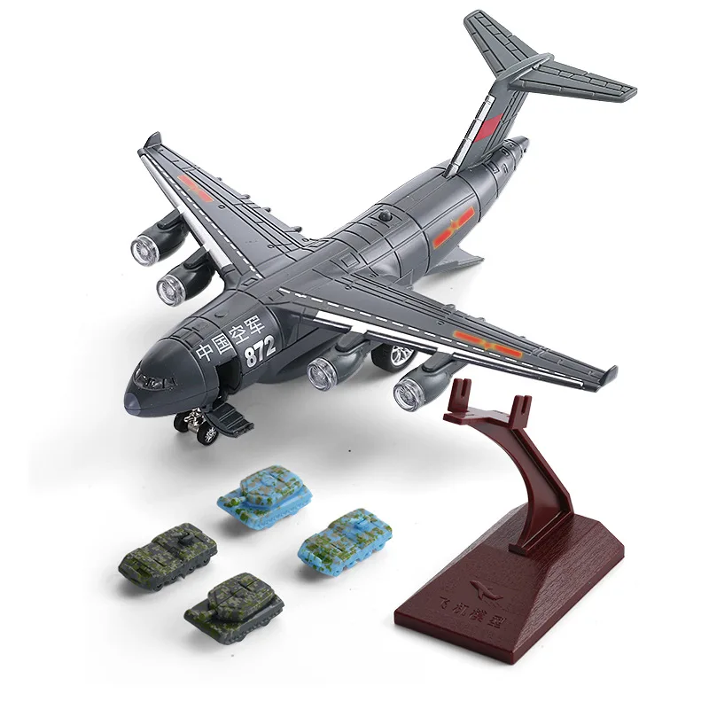 1: 200 alloy pull back Y-20 transport aircraft model,high-quality collectible ornaments,simulated sound and light airplane toys.