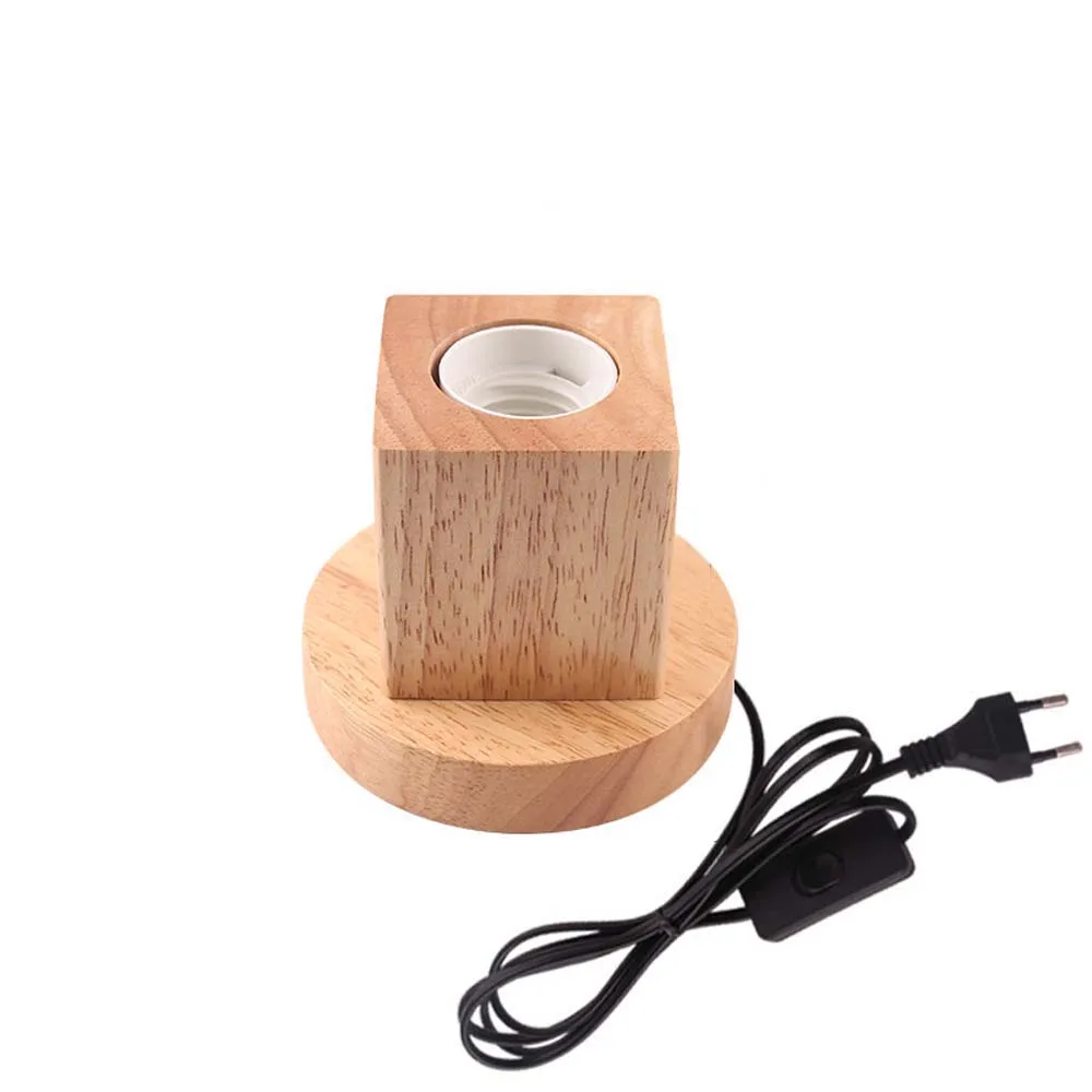 

Многоугольник E27 из цельного дерева для гостиной, ночник, домашний декор, цоколь лампы, подставка для лампы, держатель лампы, деревянный держатель лампы