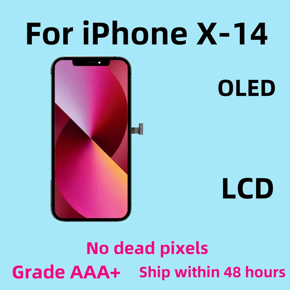 

AAAA+++ Quality Screen For iPhone X XR XSMAX 11 13Pro LCD Display With 3D Touch Screen Digitizer No Dead PixelsFor iPhone 12 13