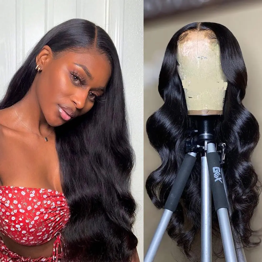 

Alimice 4x4 Body Wave Lace Front Wigs Human Hair 30 Inch 180% Density Lace Frontal Wigs Pre Plucked with Baby Hair