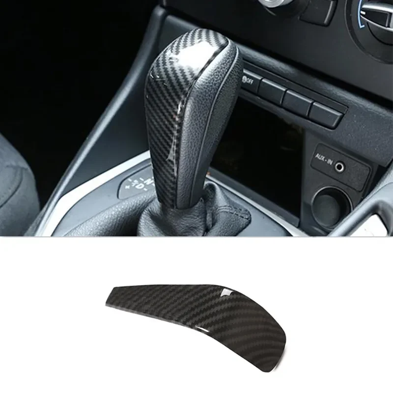 Carbon Fiber Color Car Console Gear Shift Handle Head Trim Strip For BMW 1 3 Series E87 E81 E90 E92 X1 E84 Interior Accessories