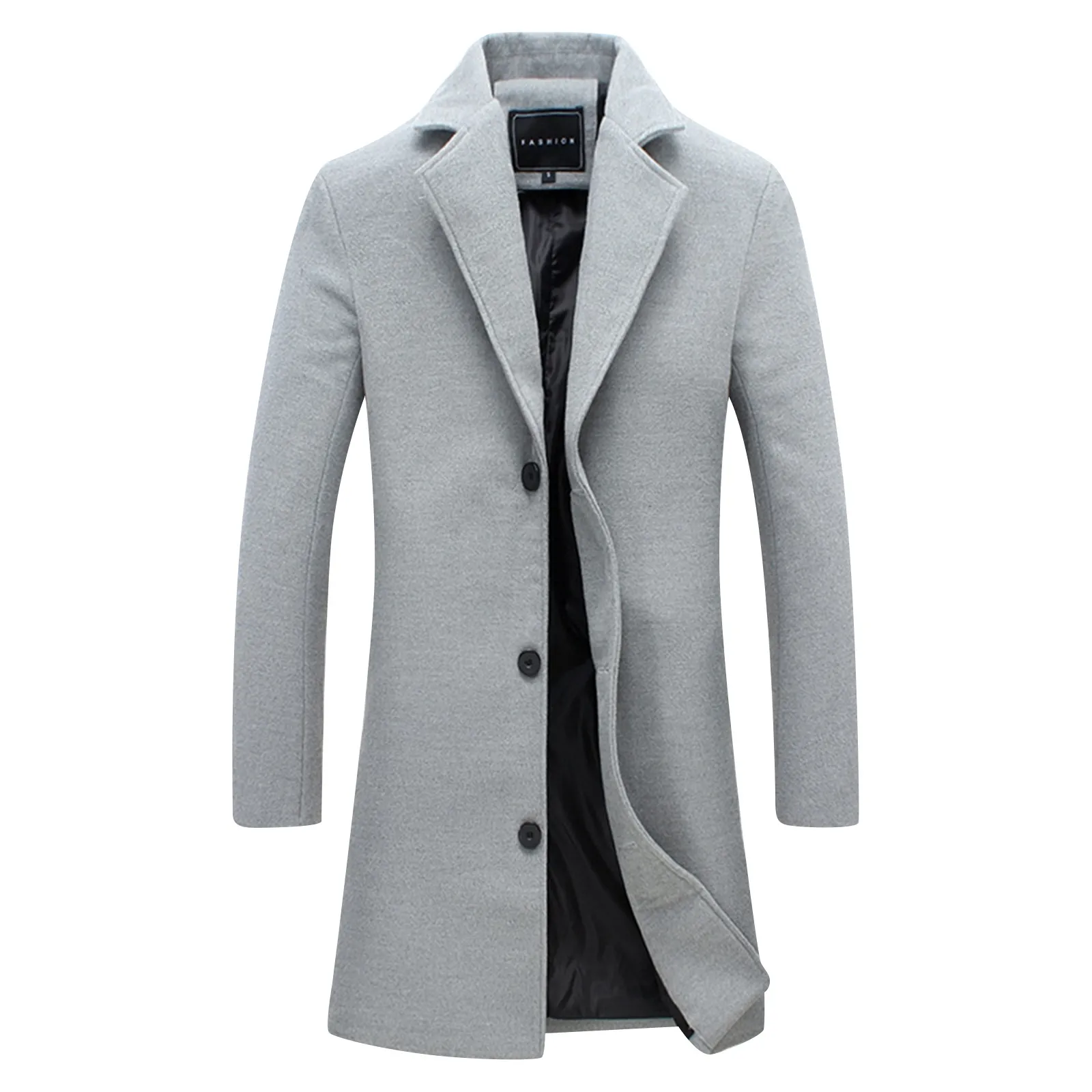 New Winter Men\'S Coat Fashionable Warm Mid-Length Windbreaker Men\'S Casual Wool Korean Style Slim Windbreaker