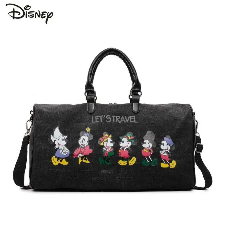 

Disney Mickey Fitness Bag New Canvas Bag Printed Cartoon Duffel Bags Large Capacity Business Travel Leisure Storage Bag