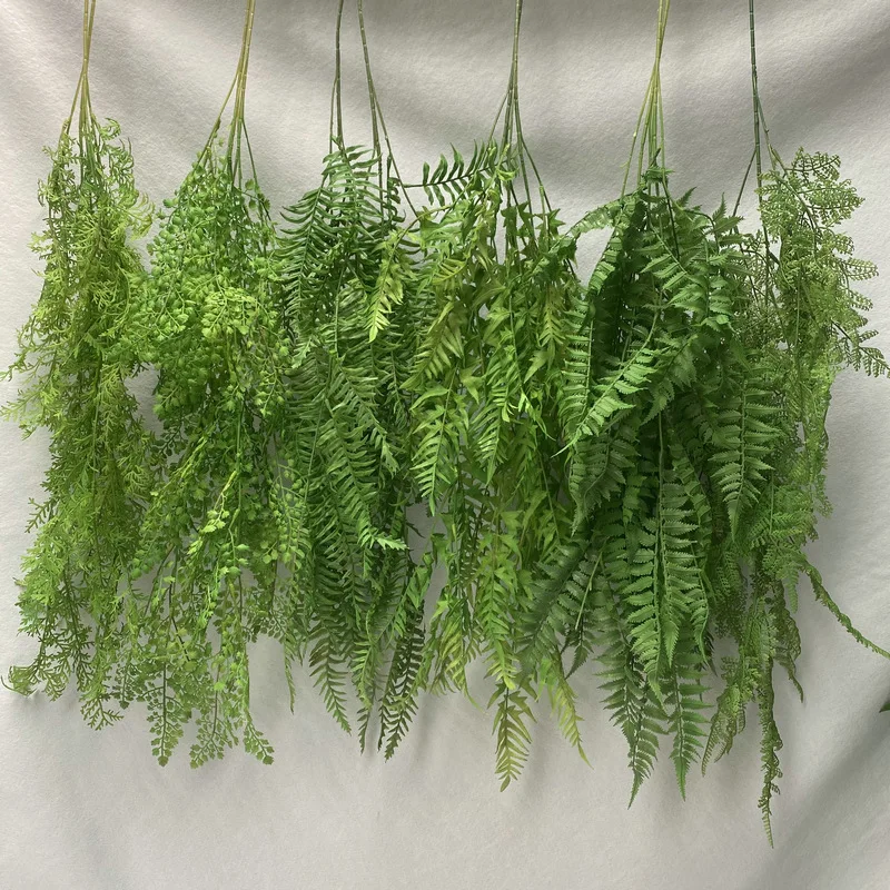 Artificial Plants Fake Flower Soft Glue Fern Leaves Vine Wedding Holiday Party Decoration Simulation Fern Vine Green Plant Leaf