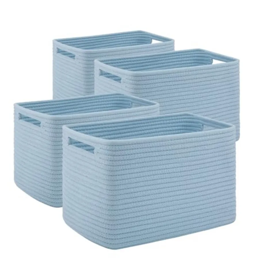 

4 Pack Storage Baskets for Organizing Toys Towels and Clothes Woven Basket for Shelves Sturdy Nursery Cube Bins for Storage 13'