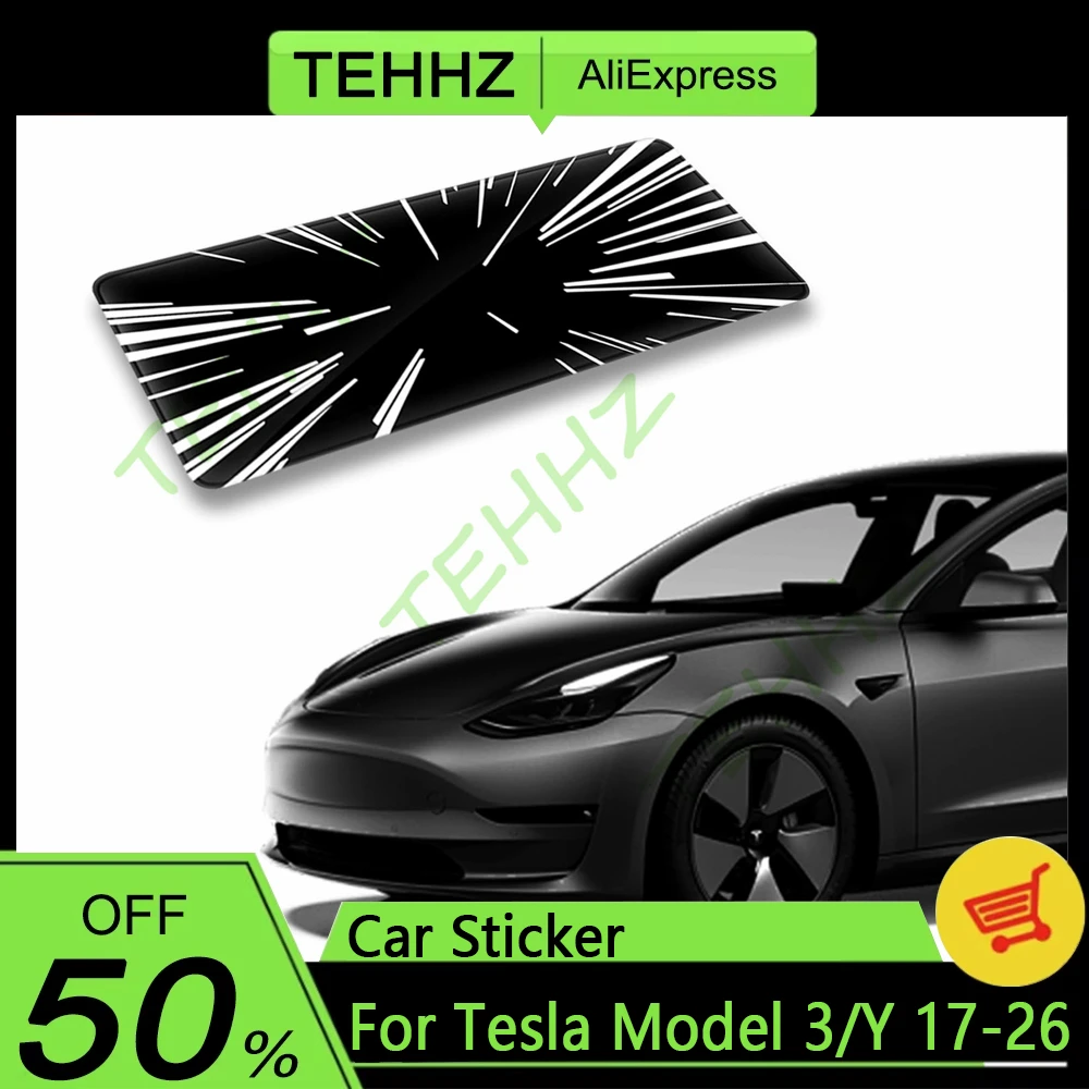 

Time Space Tunnel Logo PLAID Emblem Stickers Model3 Highland Trunk Badge Decals For Tesla Model Y Juniper 2017-2026 Accessories