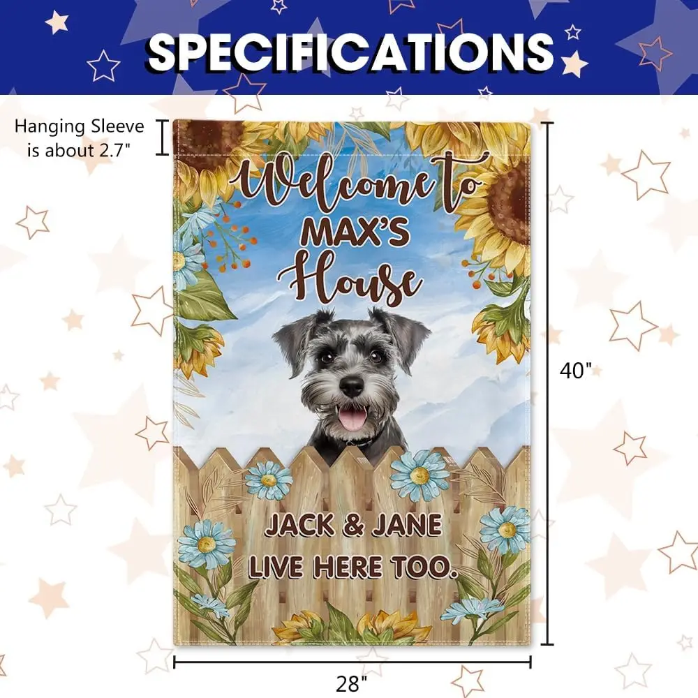 Boxer Dog with Sunflowers Garden Flag Welcome to Dog's House Customized Banner, 28x40 Inches WWP zzo - view 3