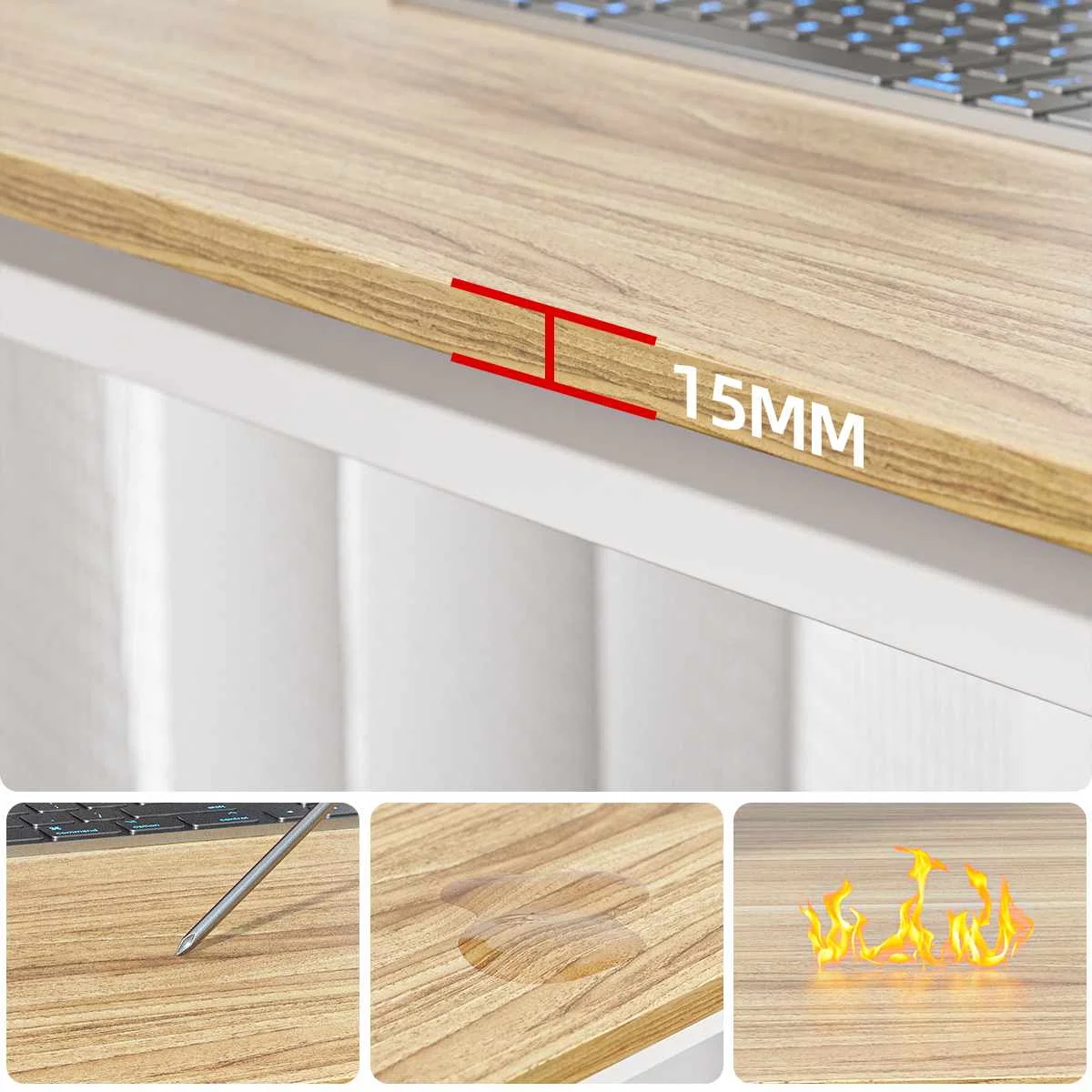 110 x 60cm Modern Office Desk Computer Table Laptop Study Table Metal Steel Frame Easy Assemable Home Office Workstation