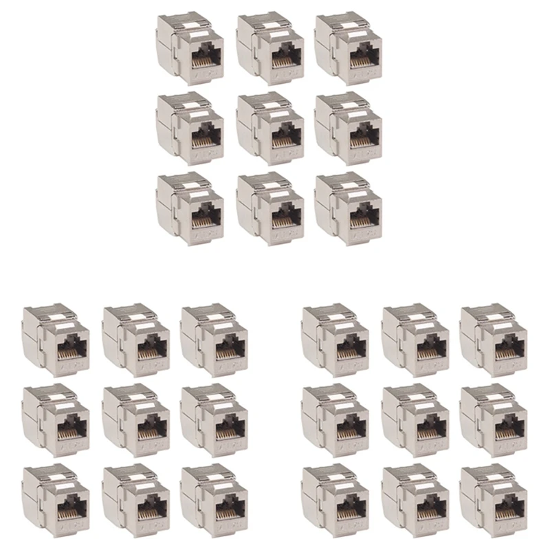 36 Pcs RJ45 Keystone Cat7 Cat6a Shielded FTP Zinc Alloy Module Network Keystone Jack Connector Adapter 10GB Network