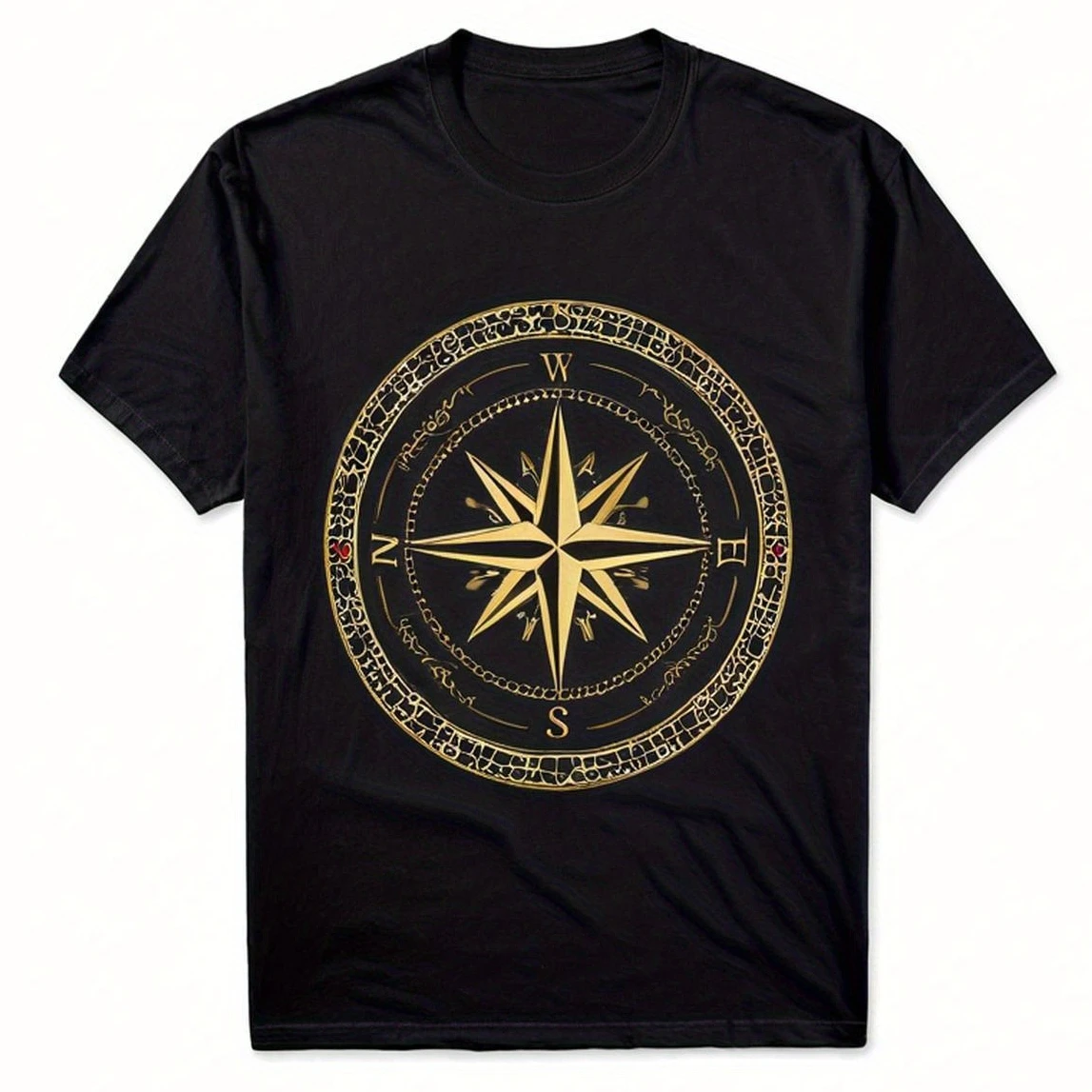 

Golden Slavic Protection Runes & Compass Design T-Shirt 100% Cotton O-Neck Short Sleeve Summer Casual Mens T-shirt Streetwear