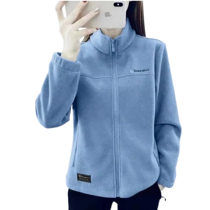 

5XL Spring Autumn Clothes Sky Blue Coat Slim Women Sweatshirt Embroidery Letter Sport Tops Liner Fleece-lined Young Woman Jacket