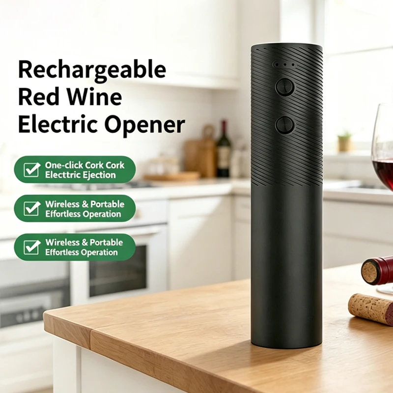 

Rechargeable Wine Opener Electric Automatic Corkscrew One-Click Button Opening Easy To Use Bottle Openers for Kitchen Home Bar