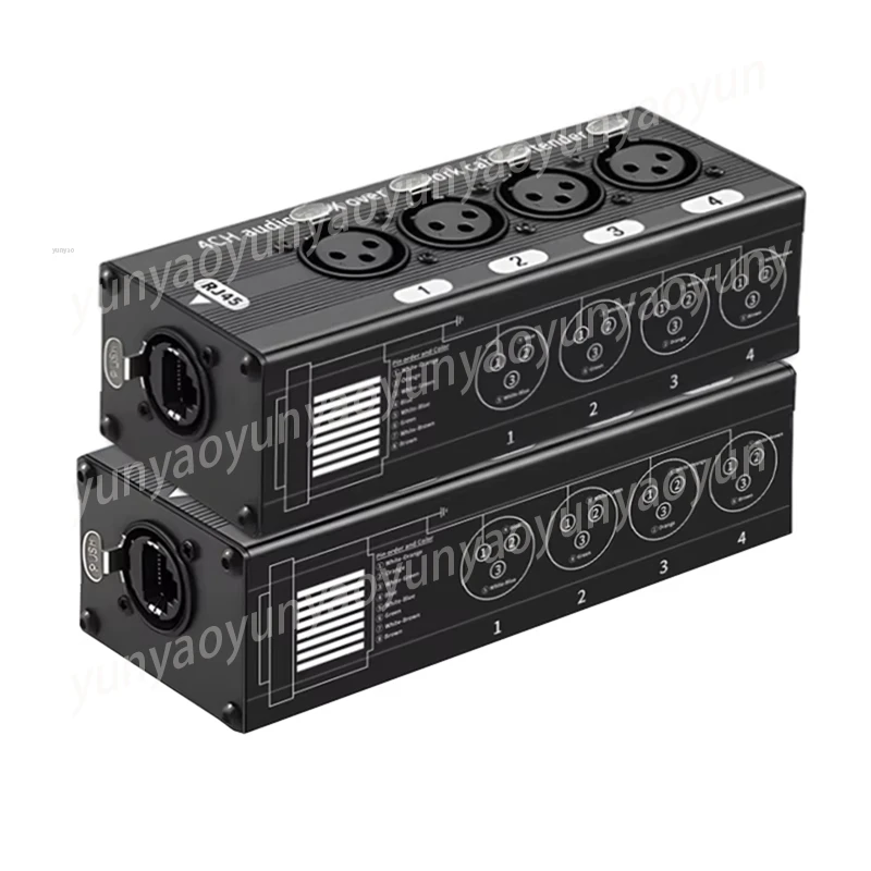 

B62B-1 Pair 4 Channel XLR/DMX Audio RJ45 Cat5/Cat6 Ethernet Extender XLR Extender Transceiver for Live Stage
